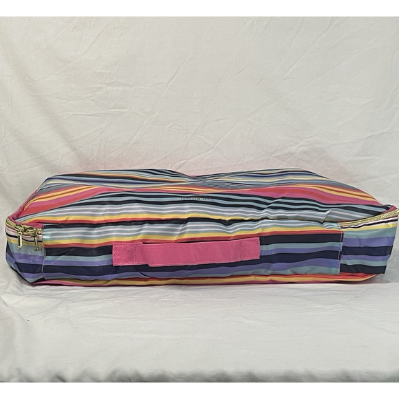 Vintage Isaac Mizrahi Travel Packing Cube Pink Multi Color Stripes Handle Zipper - Picture 4 of 9